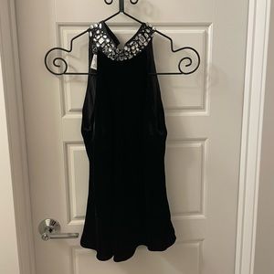 Velvet high collar tank top